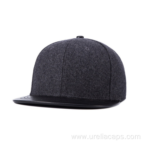 Plain wool snapback hat